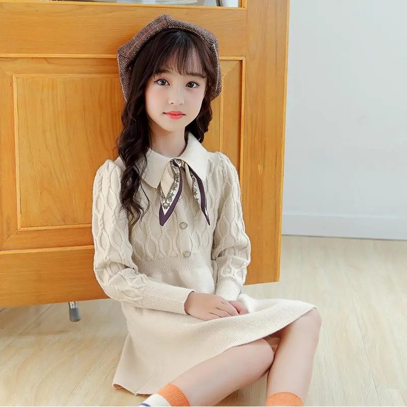 Picture of Children's Autumn and Winter New Stylish Knitted Sweater Primary and Secondary School Students Bottoming Sweater Dress Children's Clothing Girls' Autumn and Winter Dress