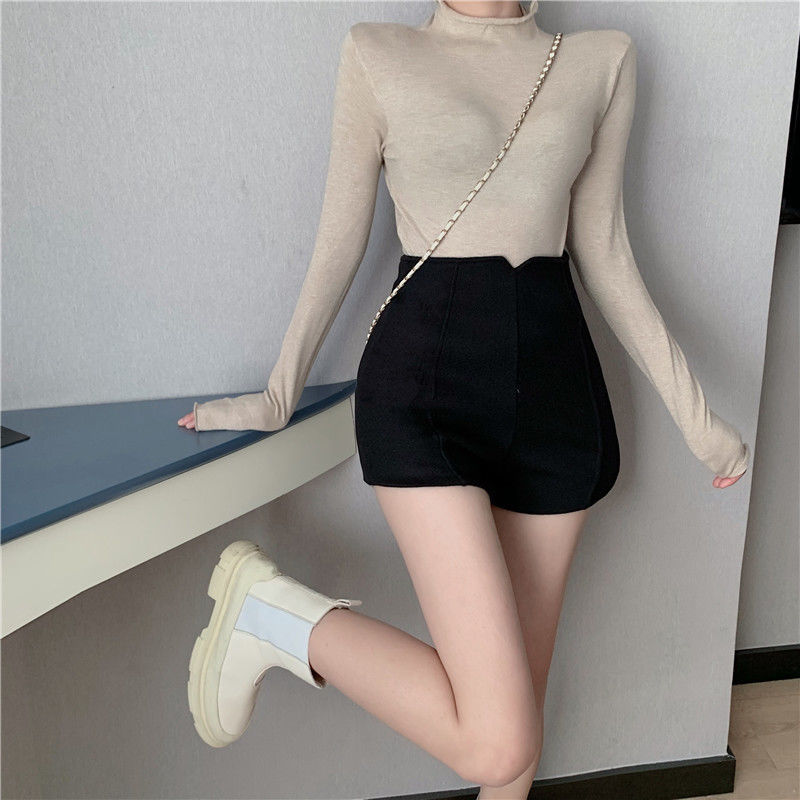 Woolen Shorts Women's 2022 Autumn and Winter New Large Size Chubby Girl High Waist Outer Wearing All-match Wide-leg Pants Slim Base Boots Pants