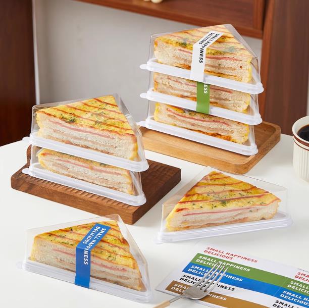 Ins Style Sandwich Packaging Box Triangular Layer Cake Baking Bread Commercial Disposable Transparent Packaging Box