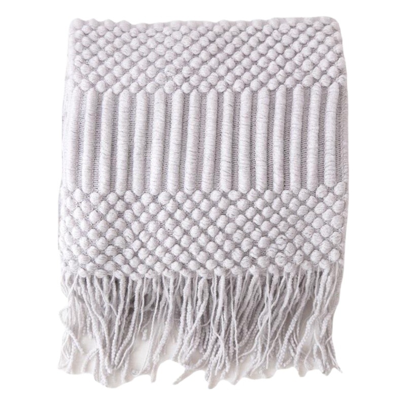 30015 Bubble Solid Color Knitted Casual Blanket Ins Nordic Blanket Versatile Blanket for Guesthouse Bedside Ins Style