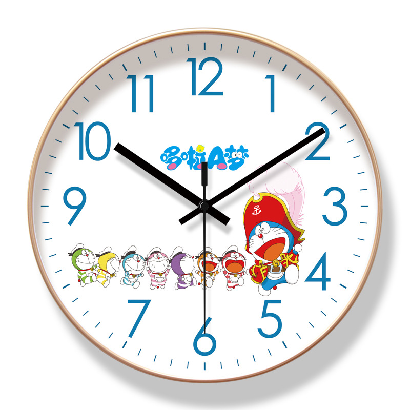 Picture of Ipura 6821 Children's Cute Fresh Wall Clock Living Room Clock Doraemon Early Education Clock Mute Seconds Sweeping Quartz Clock