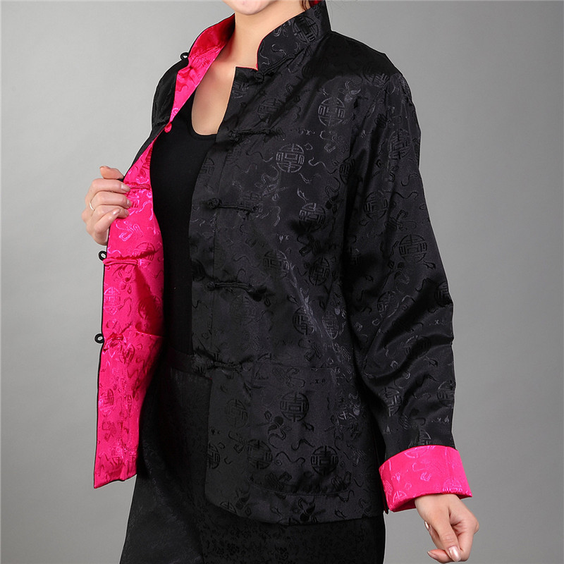 Picture of Factory wholesale Chinese style modified Tang suit women's retro buckle long sleeve top silk double-sided Chinese coat