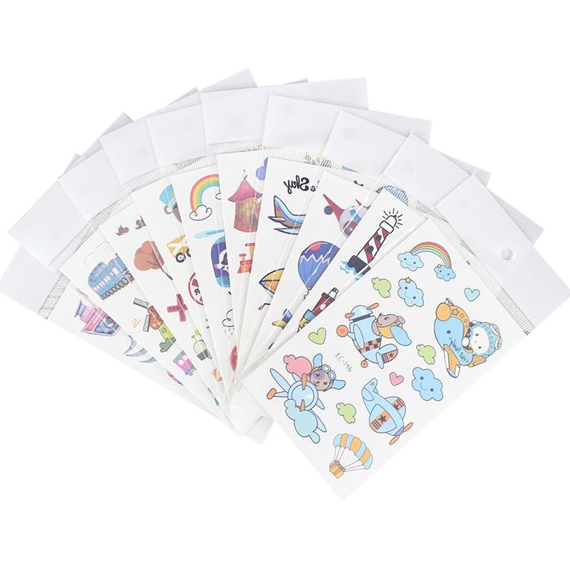 Picture of Children's Cartoon Transport tattoo Paper stickers Aircraft Ship Train Track Creative tattoo stickers