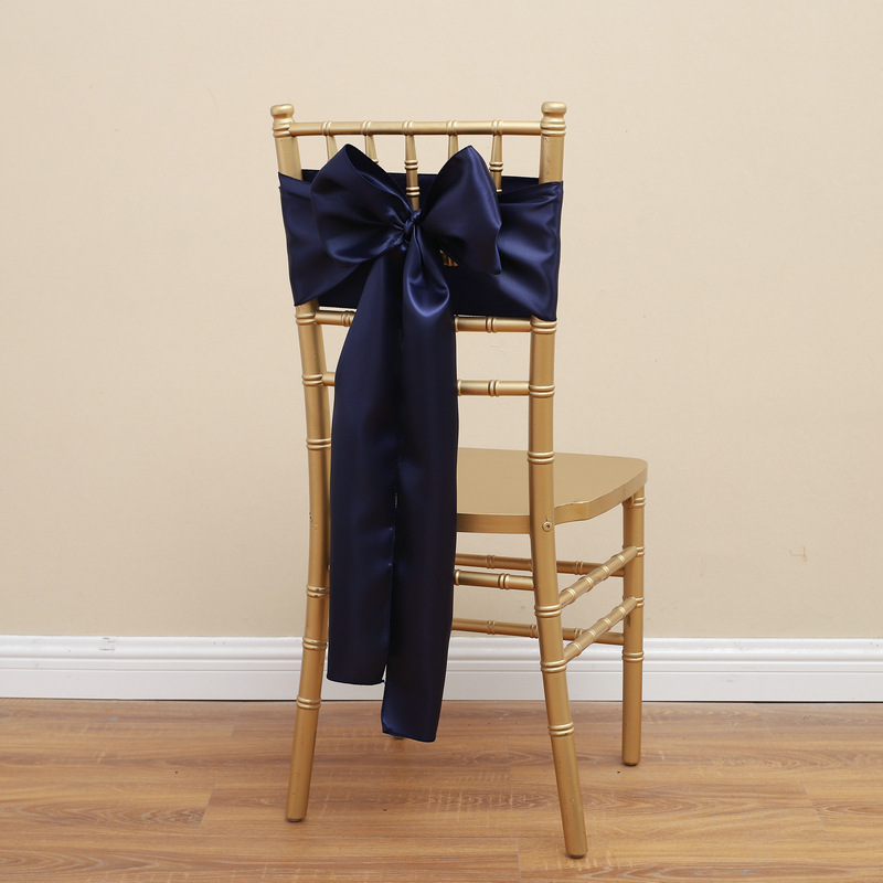 Picture of Chair Cover Bow Tie Hotel Wedding High-end Light Luxury Red Chair Back Flower Decoration Satin Diding Ribbon