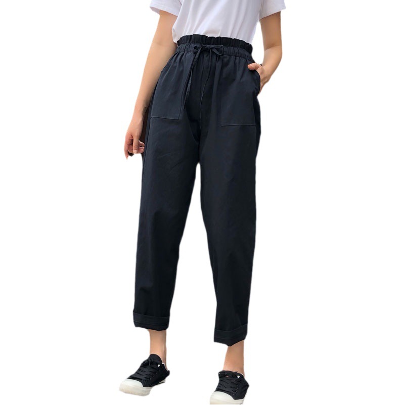 Overalls summer women's 2023 new small solid color high waist straight American flower bud casual quick-drying pencil pants
