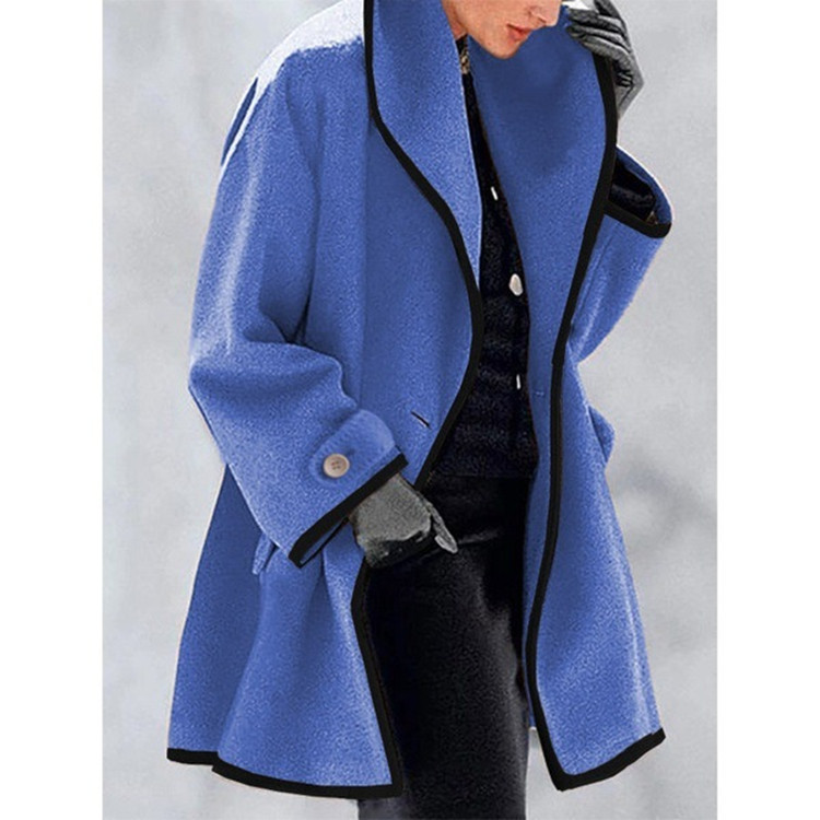 Picture of Plus-Size Baggy Thin Outwear Popular European and American Fashion Export Loose Woolen Mid-Length Outwear for Women