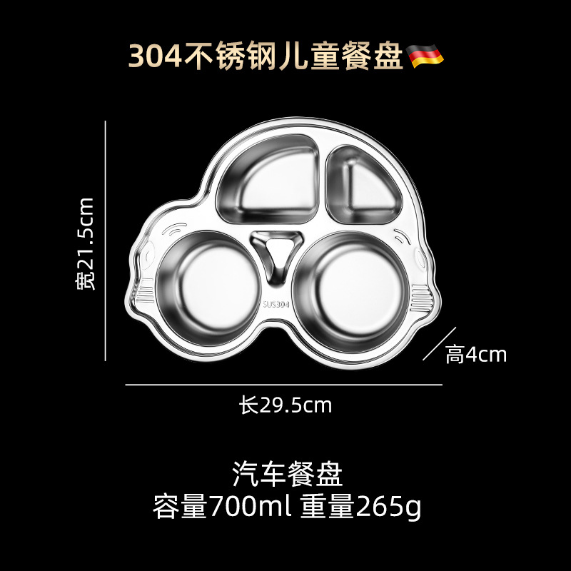 Picture of ins Style Children's Dinner Plate 304 Stainless Steel Cartoon Baby Household Separator Plate Kindergarten Dinner Plate High Color Value 316