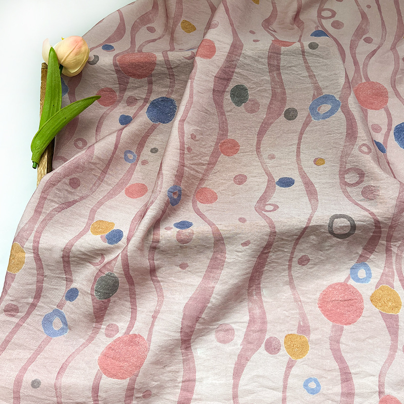Dreamy Polka Dot Brocade Cotton Fabric Digital Printed Fabric New Chinese Style National Style Cheongsam Dress Top Hanfu Fabric