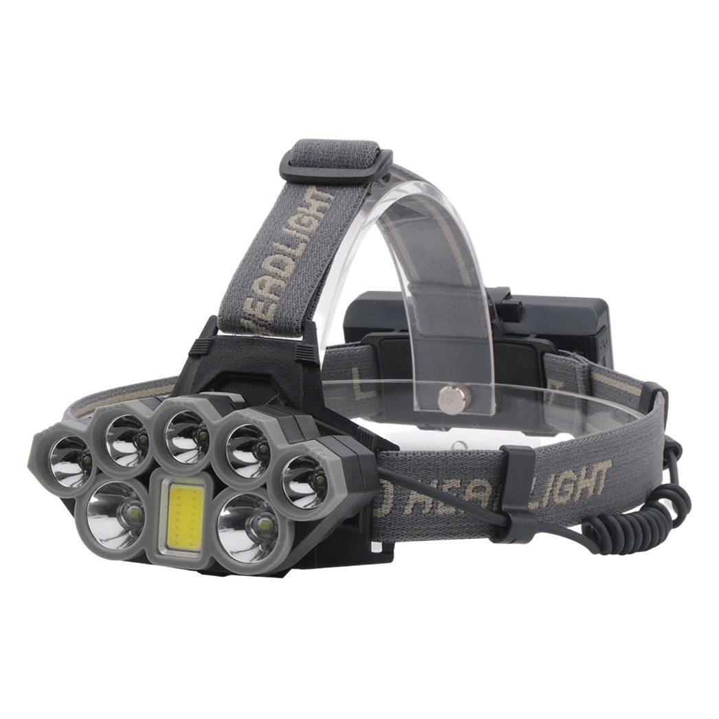 Cross-border USB charging 8LED strong light T6 headlight outdoor riding night fishing multi-function head wearing floodlight COB headlight
