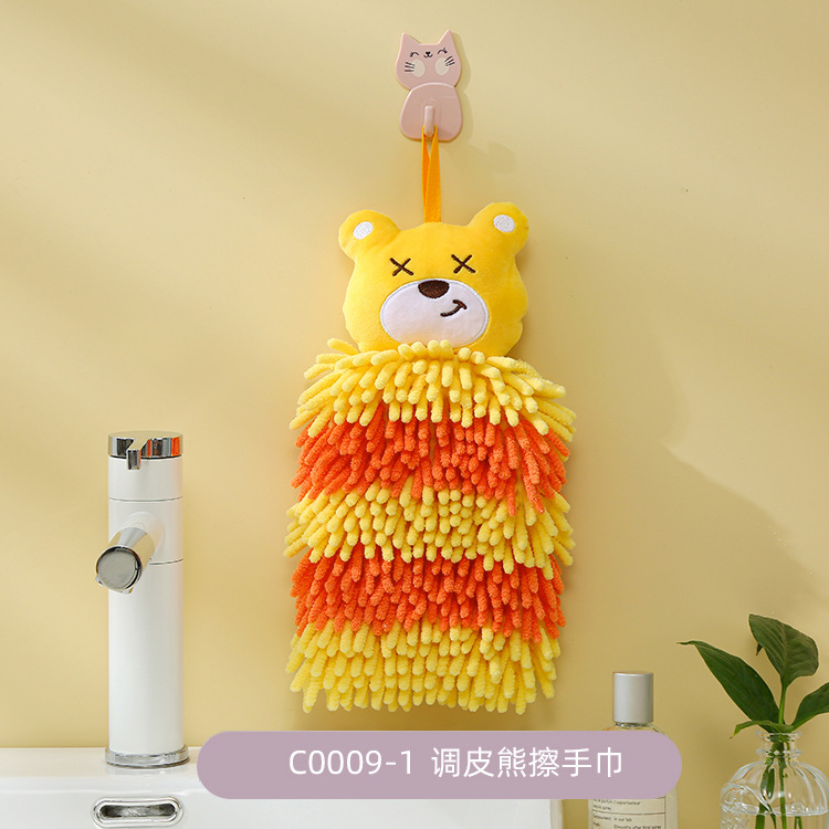 Picture of Hanging thickened baking cartoon children's hand towel absorbent coral fleece small square towel kitchen bathroom dual-use