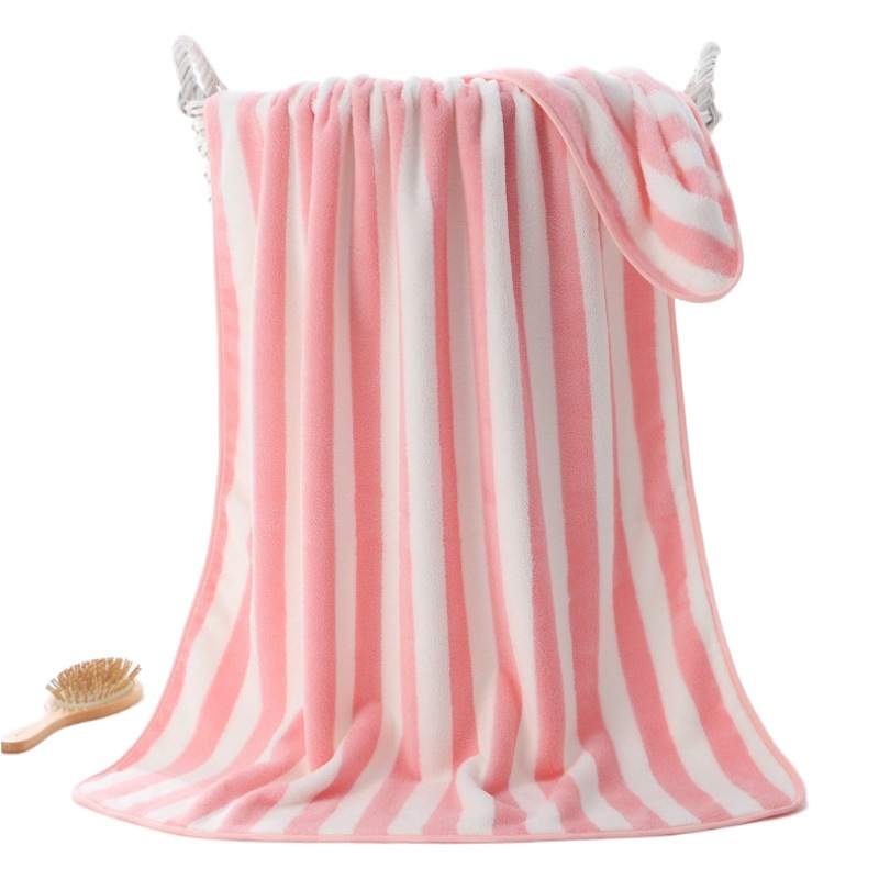 Absorbent bath towel extra large adult bathhouse household large towel striped soft and comfortable coral velvet multi-color beach towel