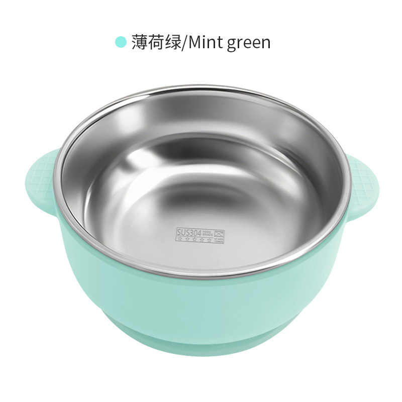 Picture of Cross-border Stainless Steel Children's Bowl Household Cute Baby Drop-resistant Heat-insulated Tableware Kindergarten Children's Rice Bowl with Suction Cup