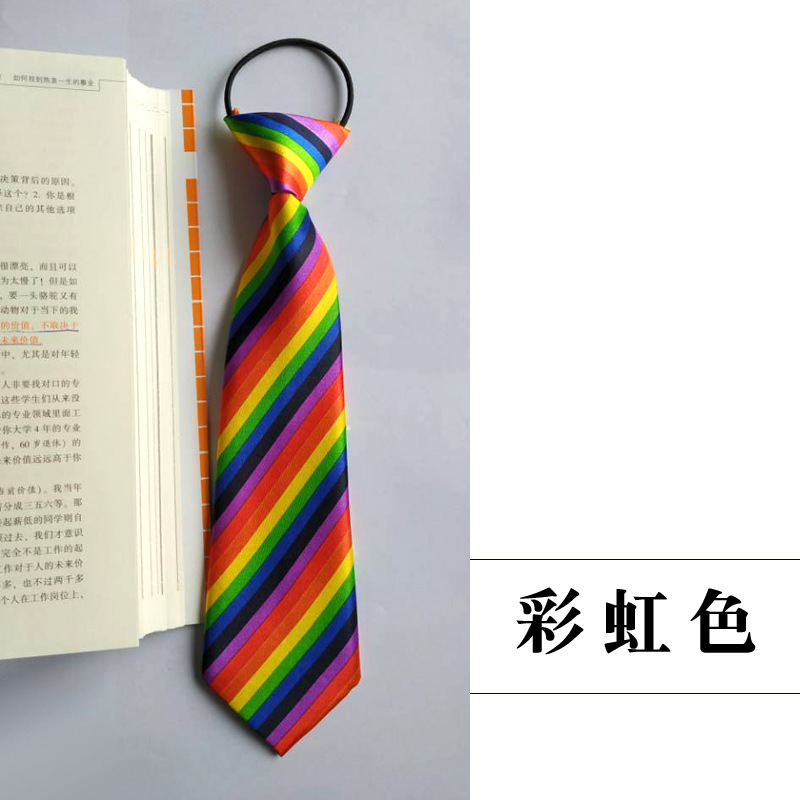 Picture of Children's tie boys Korean baby primary school students solid color striped plaid elastic pullover performance accessories wholesale
