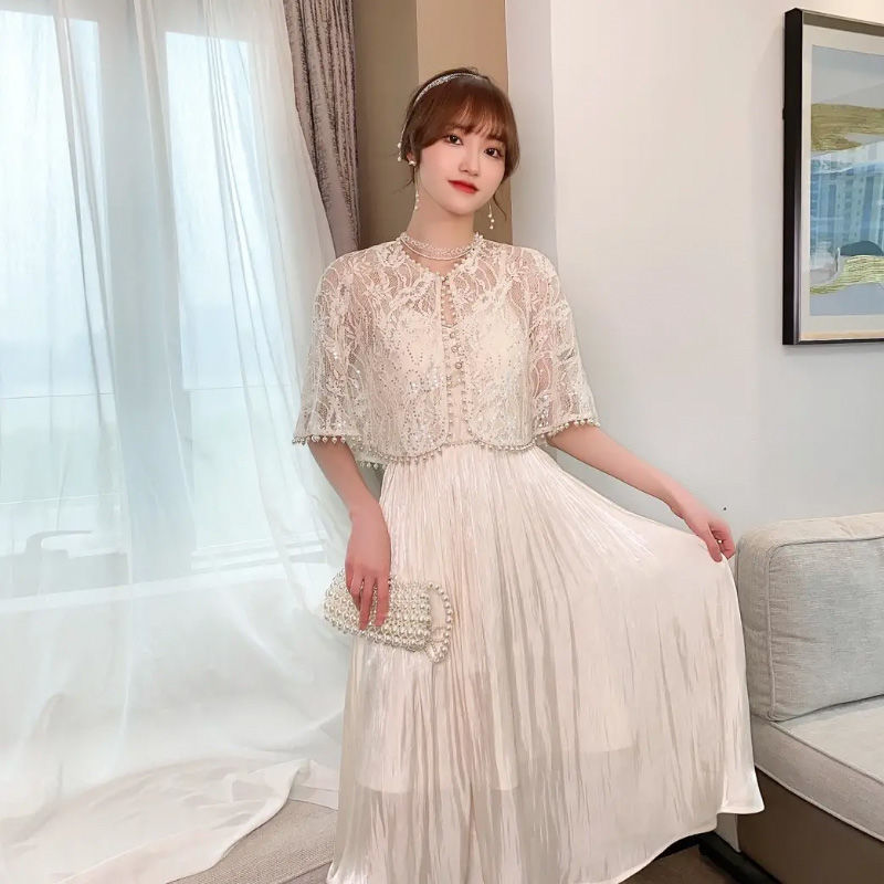 Picture of Summer 2025 Elegant Annual Meeting Wedding Shawl Cardigan Chinese Style Lace Thin Cheongsam Poncho Shawl Jacket