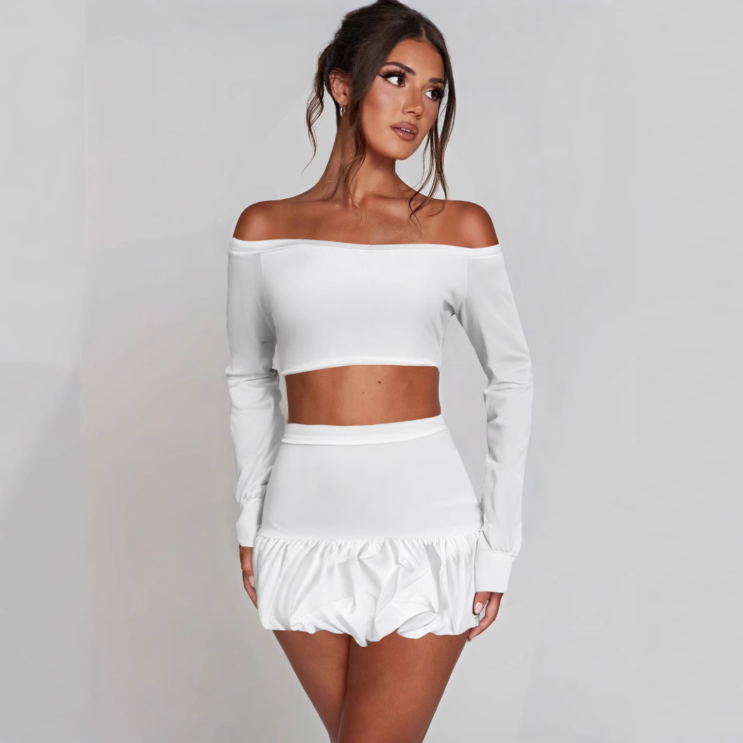 Cross-border Amazon spring women's fashion miniskirt European and American sexy crop top slim half skirt suit