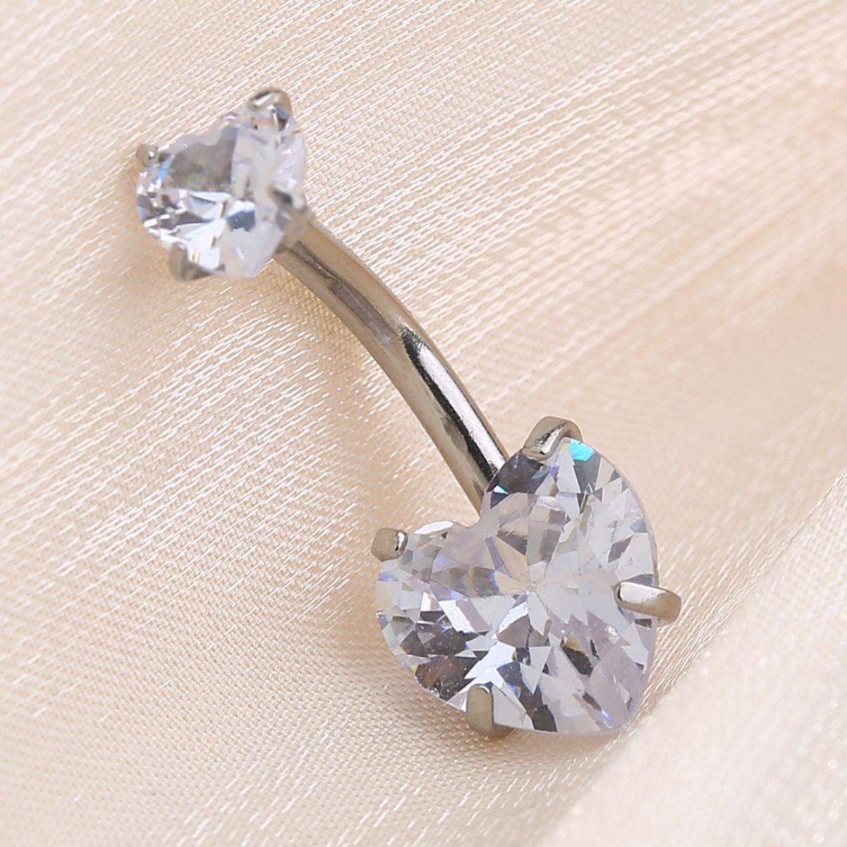 European and American personality non-mainstream hip-hop temperament all-match stainless steel non-fading love zircon navel ring jewelry