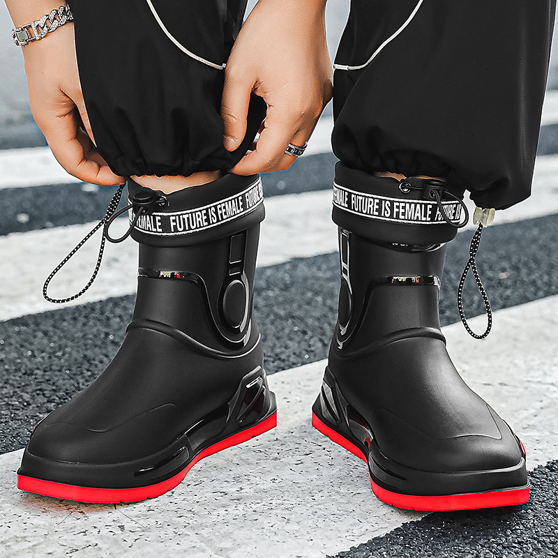 Cross-border explosions fashion men's fashion rain boots short tube waterproof rubber shoes non-slip rain boots take-out kitchen car wash overshoes