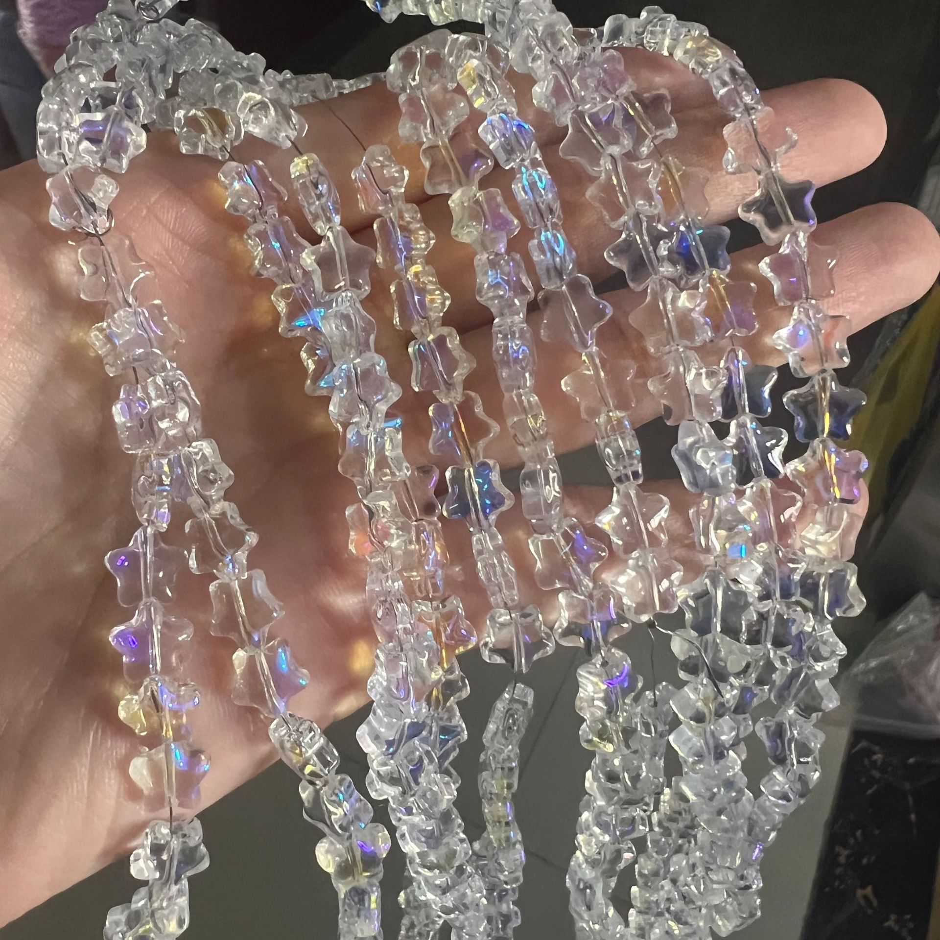 Picture of Five-Pointed Star Accessories 8mm Glass Beads Crystal Pendant DIY Hair Accessories Necklace Earrings Bracelet Beading Material Accessories