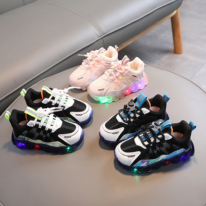 Boys and girls' light shoes, toddler shoes, LED flash, breathable sneakers, girls' light shoes, baby shoes, 3-6 years old