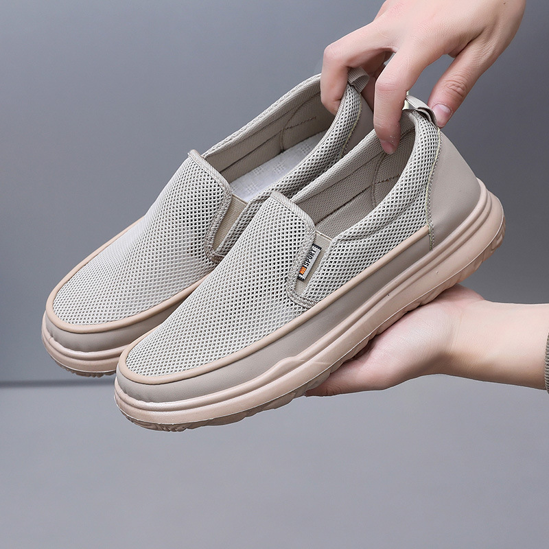 Shoes Men's 2025 Spring New Foreign Trade Mesh Men's Shoes Breathable Wear-resistant Non-slip Slip-on Lazy Men's Soft Sole Shoes