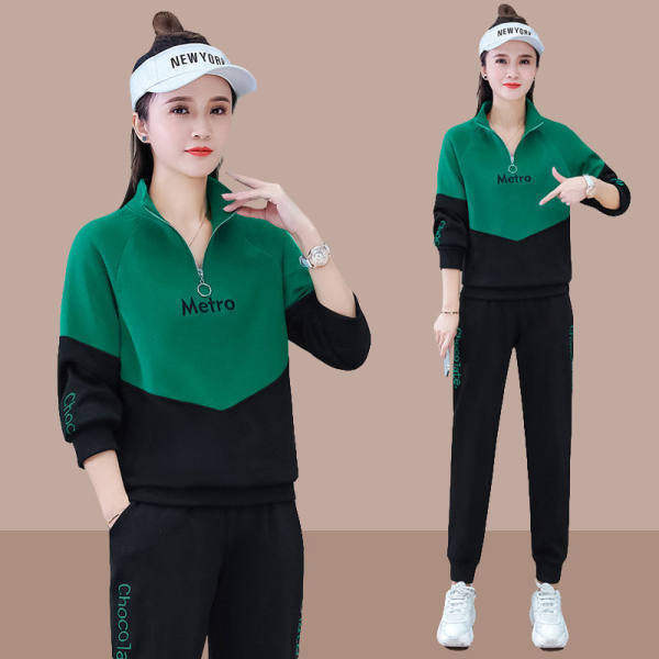 Large Size Embroidery Suit 2021 Spring New Korean-style Loose Slimming Elegant Sports Casual Two-piece Set for Mom