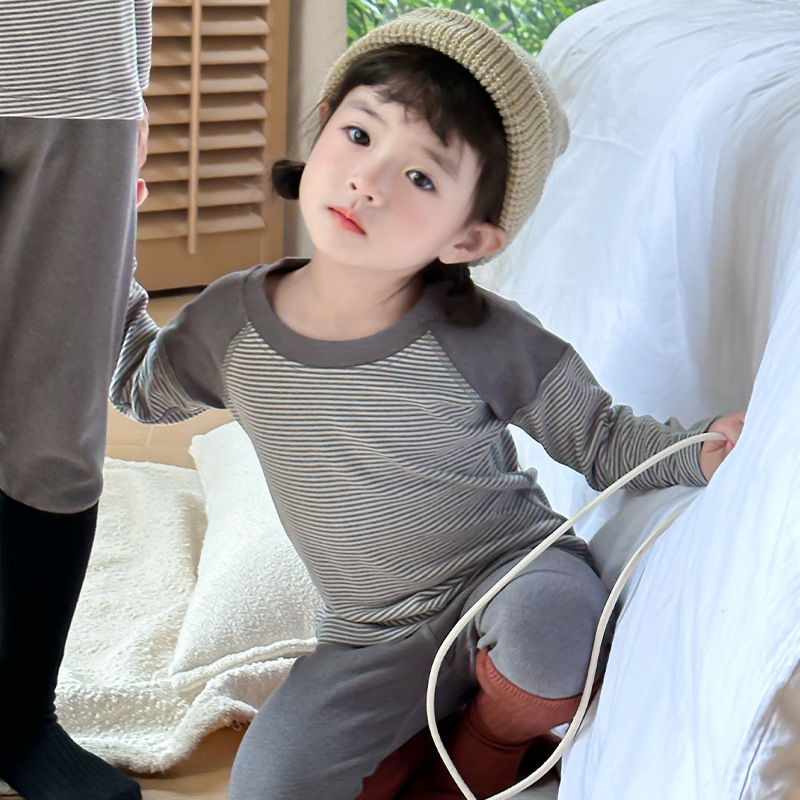 Picture of Down protein children's round neck bottoming autumn clothes long pants children's autumn and winter boys and girls baby thermal underwear suit
