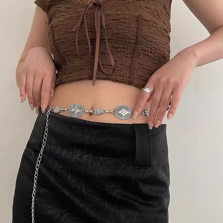European and American retro metal chain waist chain Women's decorative all-match waist chain y2g dress suit belt Women's wide