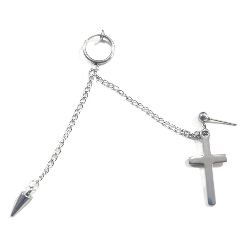 European and American Cross Chain Simple Ear Clip Women's No Ear Holes Internet-famous Hip-hop Ear Stud Buckle All-match Ear Bone Chain Men's Earrings