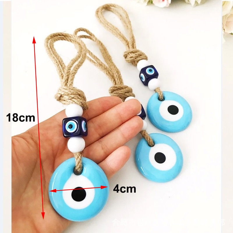 Picture of Custom twine hand-woven Turkish devil's eye pendant blue eye pendant car interior pendant wall ornaments