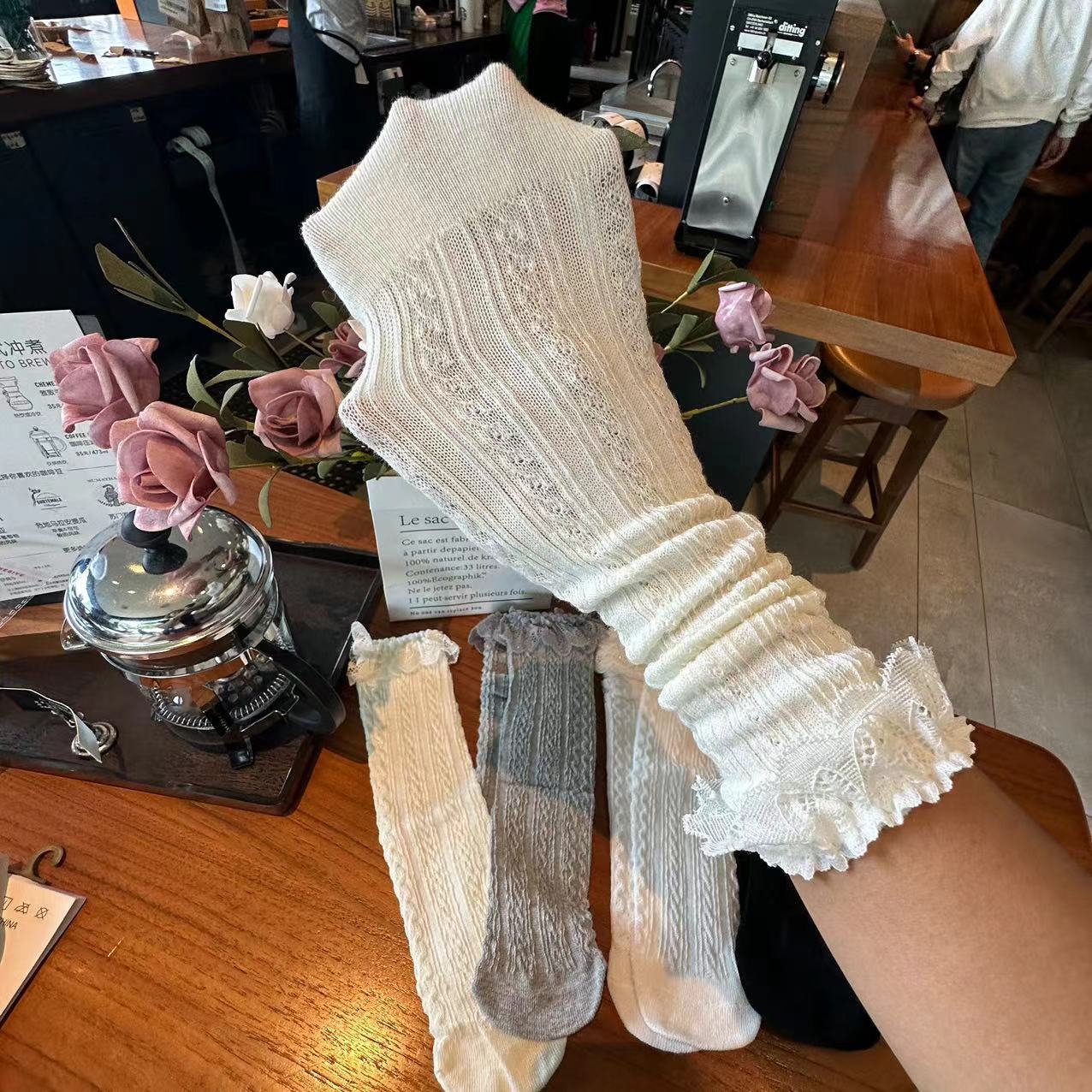 Lolita Simple Hemp Pattern Lace Women's Socks