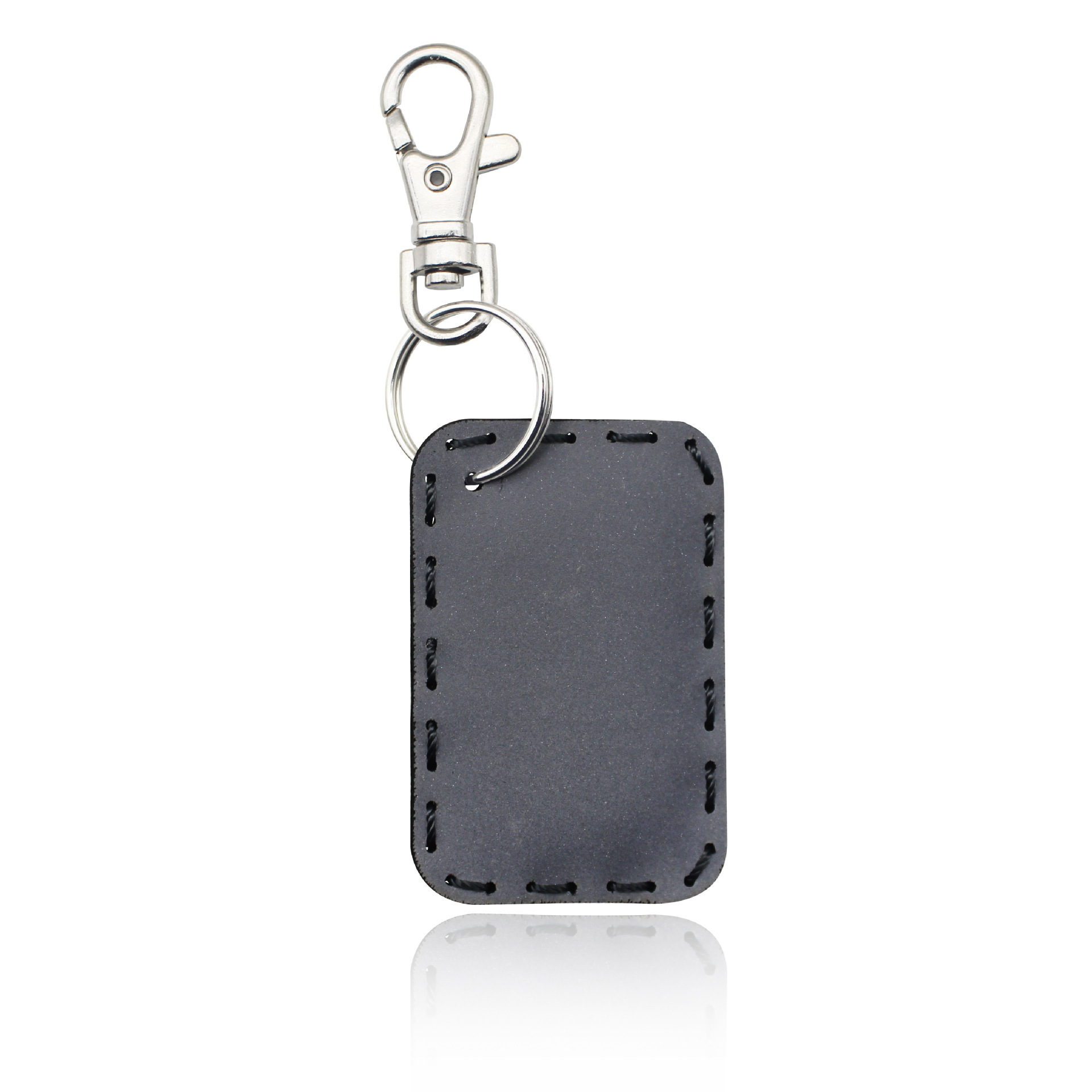 Picture of Night Light Reflective Leather Pendant Geometric Shape Love Circle Rectangular Padded Cotton Pad Stitch Keychain