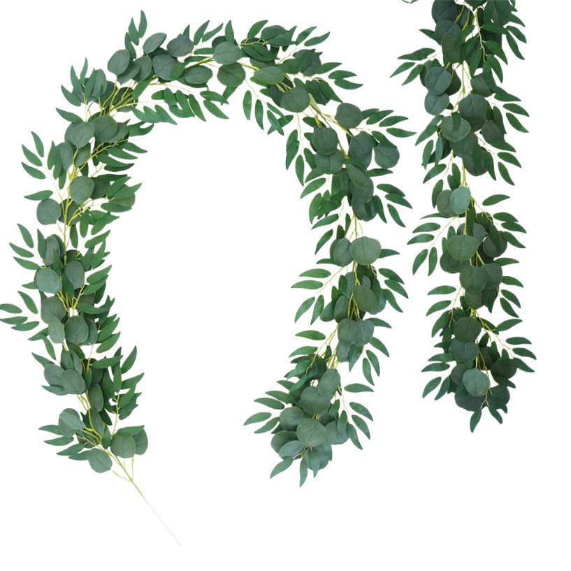 Amazon simulation eucalyptus leaf willow Vine Vine wedding decoration Eucalyptus round leaf wall hanging winding vine