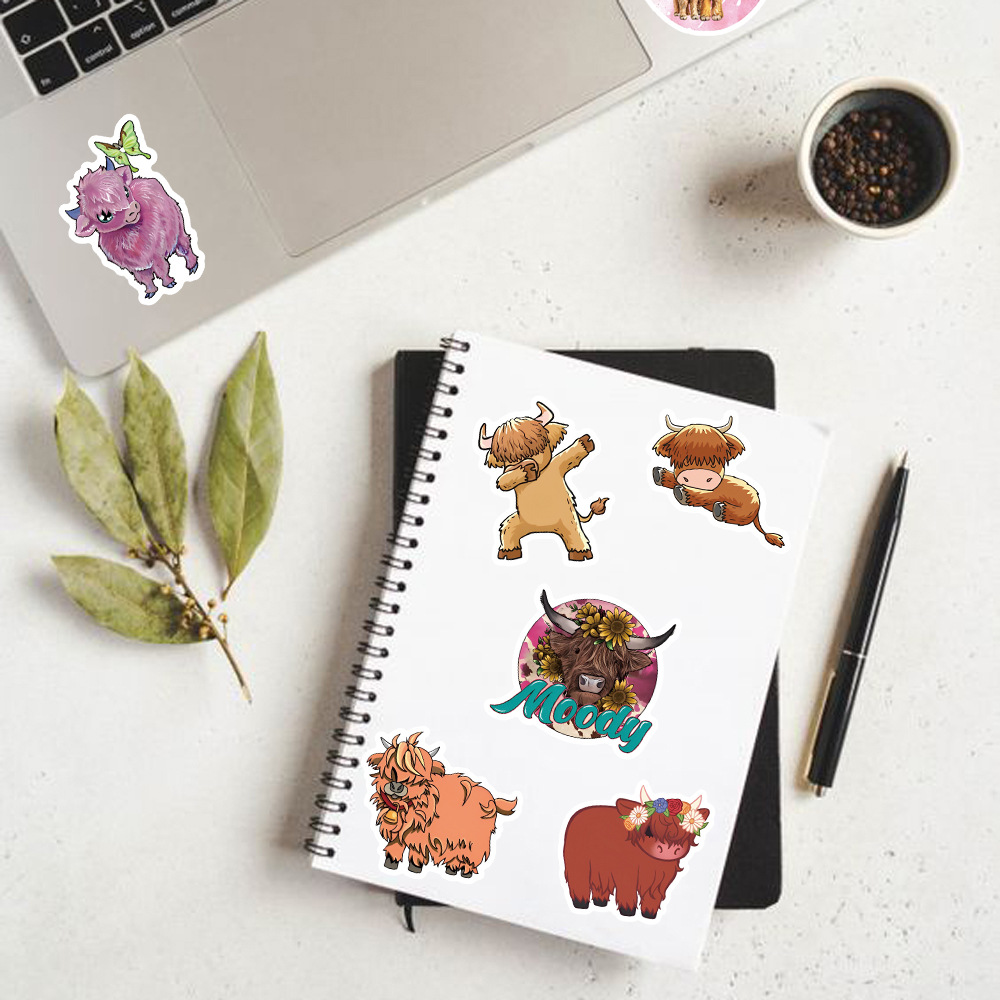 Picture of 50 pieces of plateau cow graffiti stickers animal scooter luggage laptop water cup waterproof stickers paper stickers