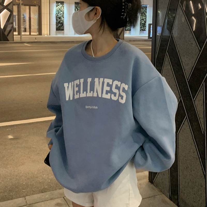 Picture of Velvet Loose Casual Sweatshirt Women's Autumn and Winter Outwear Vintage Round Neck Long-Sleeved Bottoming Shirt Top Export Korean Women's Clothing