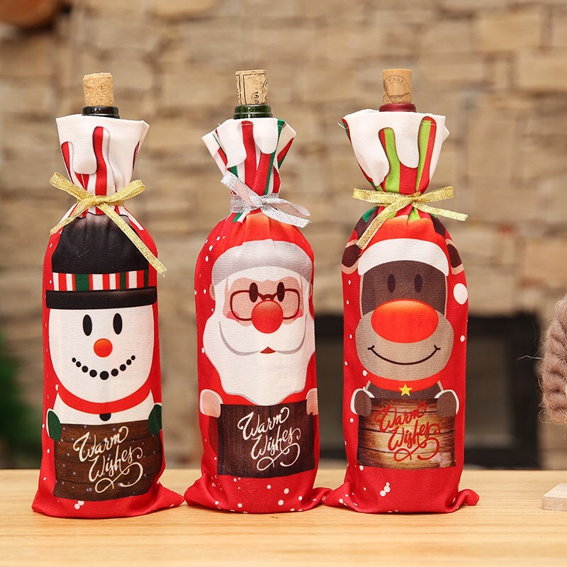 Christmas printing wine set hotel wine bottle bag Christmas table Old Man snowman red wine set manufacturers wholesale foreign trade