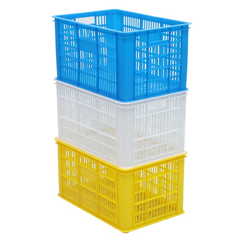 Blue rectangular plastic basket B4 basket small size fruit turnover basket hollow 450*305*240 plastic basket wholesale