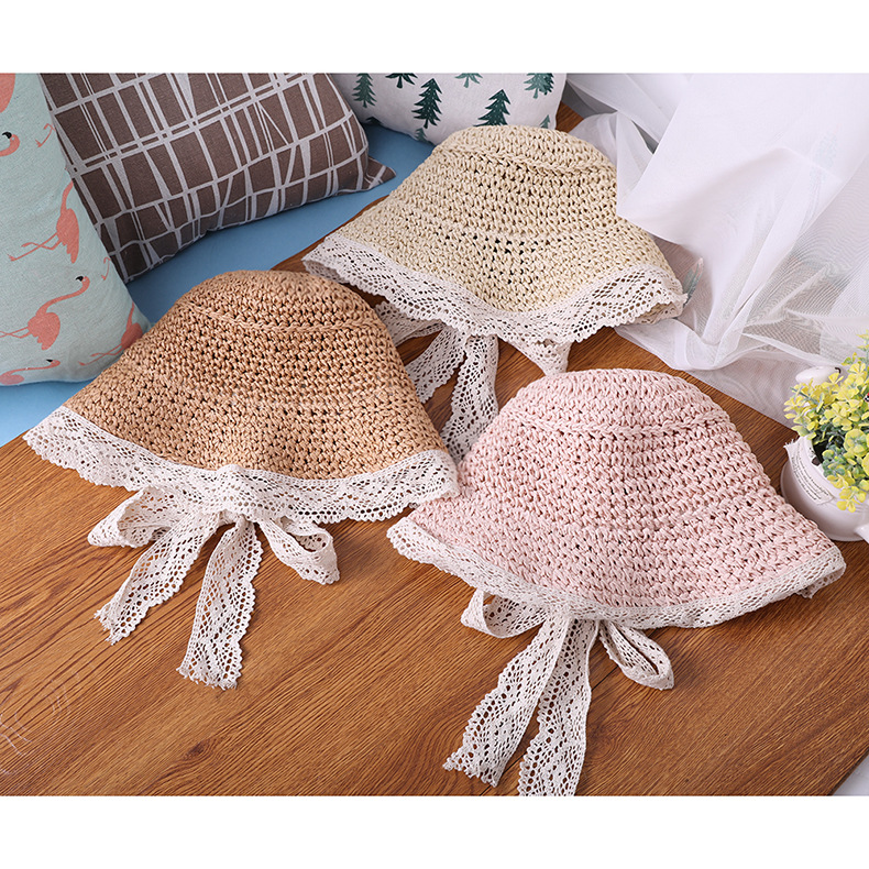 Picture of Simple Lace Edge Children's Hat Fashion Handmade Trendy Hat Ladies Hat Foldable Paper Straw Hat Sun Hat MZ 7584