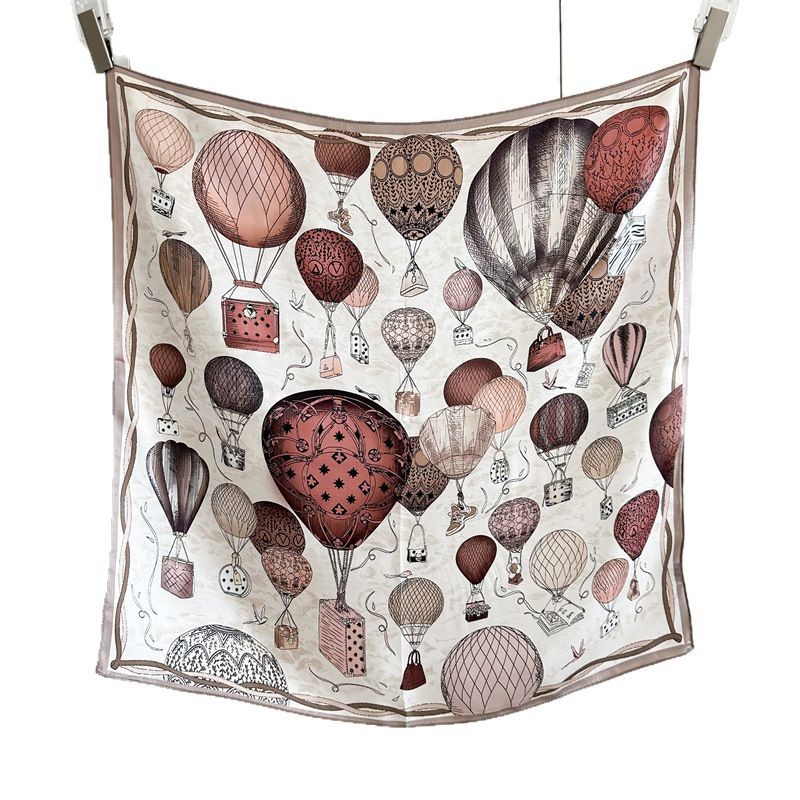 Picture of High-grade Silk Scarf Women's Spring Colorful Balloon Mulberry Silk Mid-square Scarf Elegant Light Luxury All-match Shawl Scarf