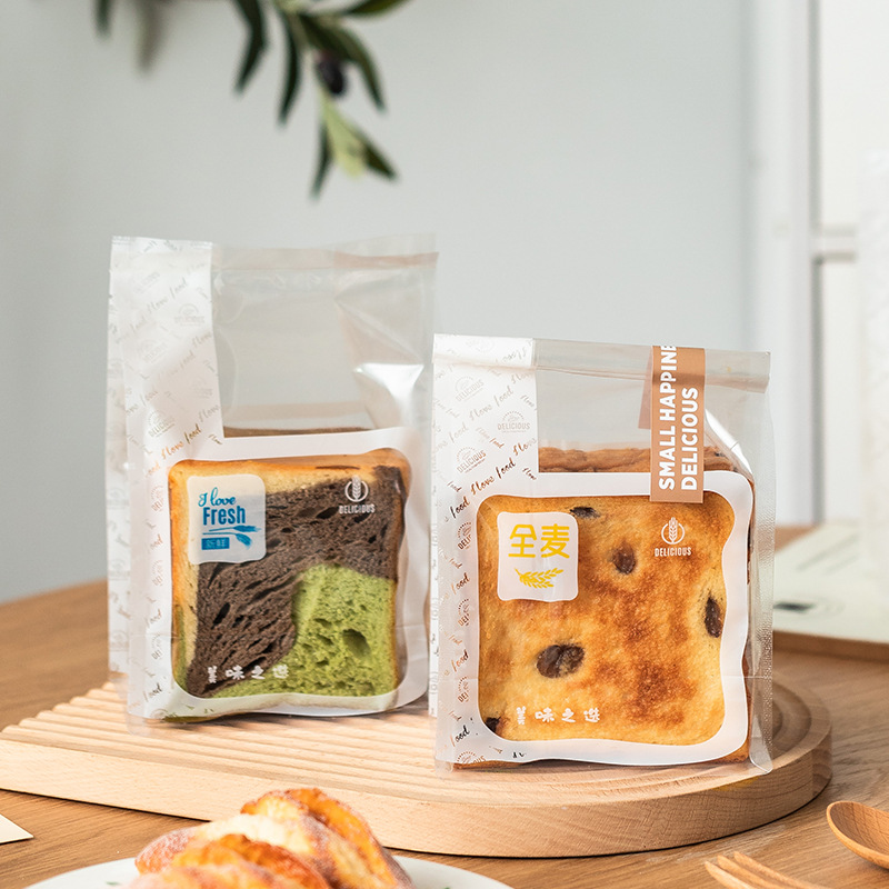 Whole Wheat Toast Bread Packaging Bag Sliced 250g Eight-Side Sealing Stand-Up Bag Transparent Croissant Bag Transparent Toast Bag
