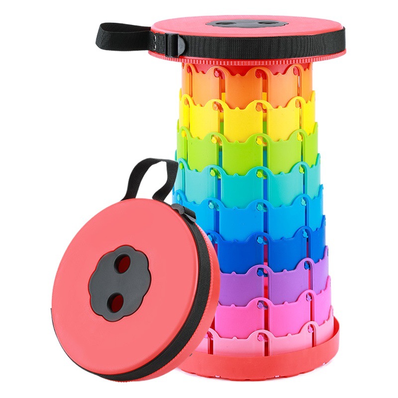 Queuing Artifact Douyin Foldableing Stool Outdoor Telescopic Thickeneded Plastic Stool Satchel Stretch Foldableing Chair