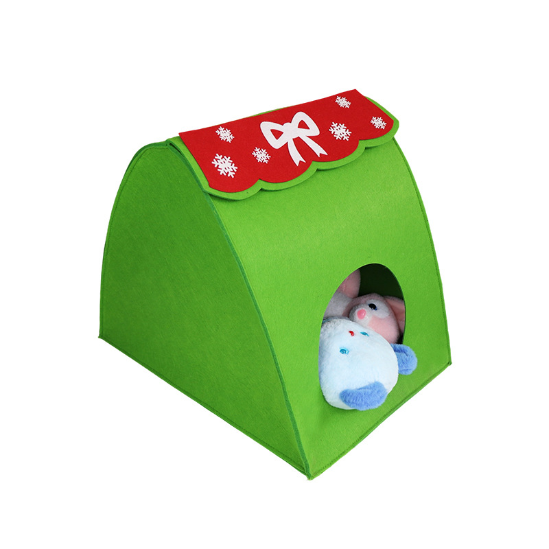Picture of Creative Color Matching Green Cat Nest Felt Bag Home Living Room Office Business Gift Bag Thickeneded Felt Cat Nest