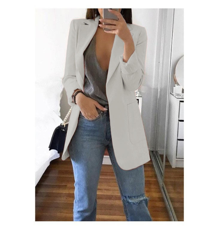 Picture of AliExpress WISH2024 New Spring and Autumn Explosions Women's Long Sleeve Solid Color Pocket Cardigan Small Suit Jacket