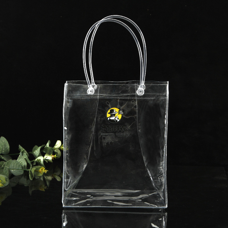 Pvc Transparent Plastic Red Beer Packaging Bag Custom Advertising Stereo Shopping Bag Custom Fresh Milk Gift Handbag