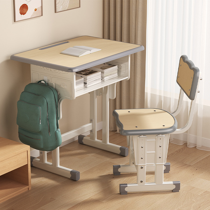 School Pupil Desk Children's Study Desk Writing Desk and Chair Home Boys' Children's Homework Desk suit