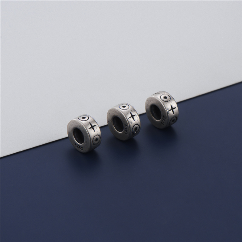 Picture of S925 sterling silver Thai silver vintage Xizang spacer beads large hole wheel beads accessories DIY handmade braided rope bracelet loose beads