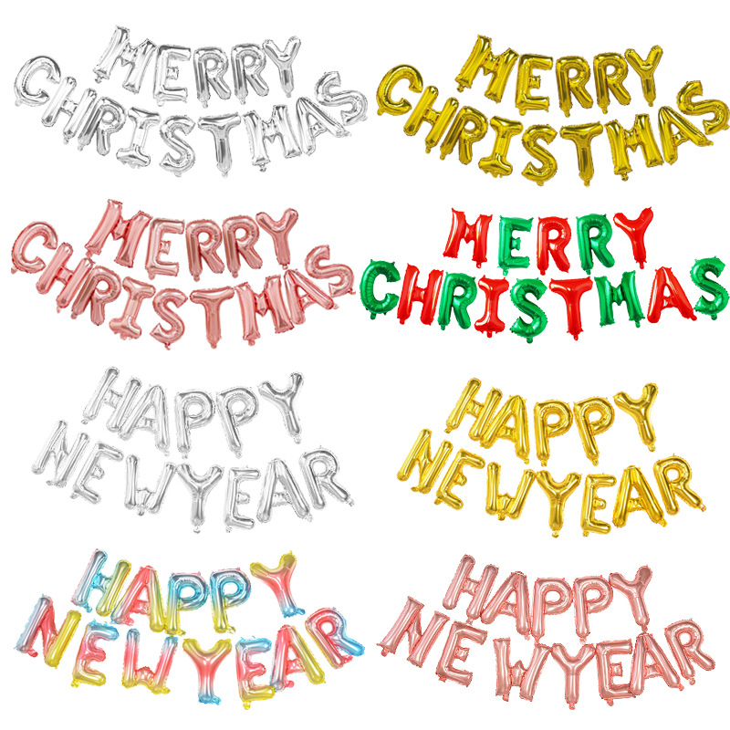 Picture of 16 inch Christmas balloon MERRYCHRISTMAS balloon Merry Christmas set cross border New Year decoration
