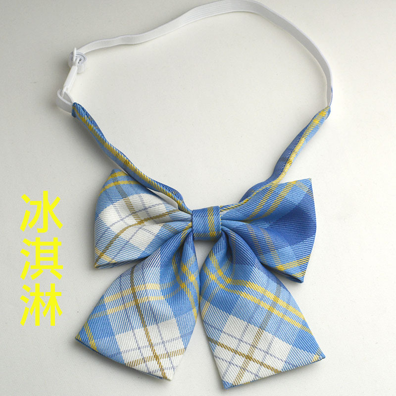 Picture of Hot-selling College Style Oka Pear Field Soot Black Bow Plaid Flat Horn JK Collar Bow Tie Shirt Accessories