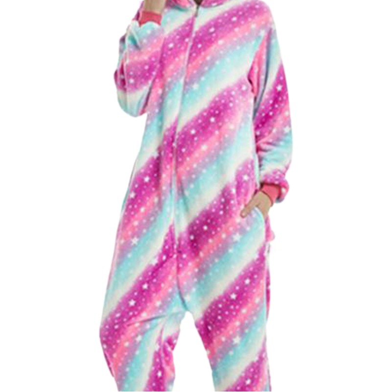 Autumn and Winter Flannel Pajamas Unicorn Couple Style Thickened Children's Cartoon One-Piece Dinosaur Animal Home Clothes Wholesale