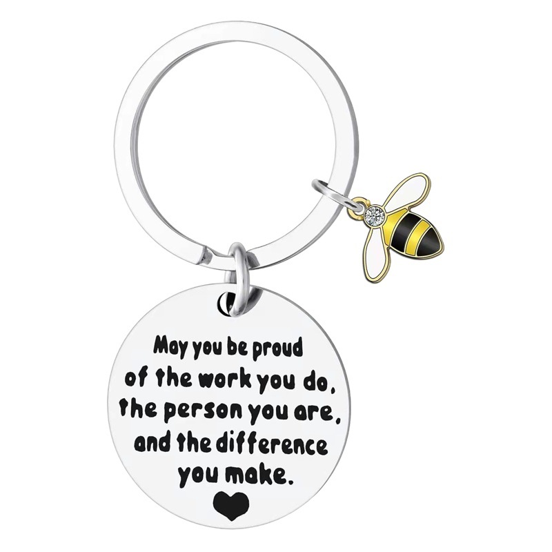 The little proud bee is a symbol of courage Stainless Steel Keychain