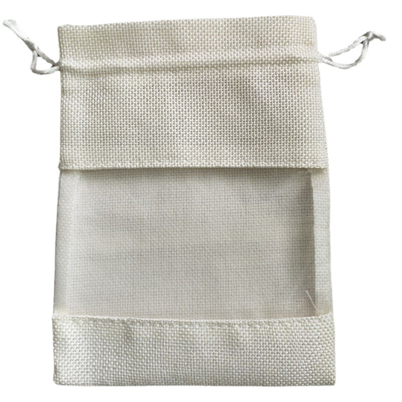 Imitation Linen One Side Window Flap Pocket Pants Creative Jewelry Gift Bag Street Stall Sachet Bag Imitation Linen with Closing Bag Wholesale